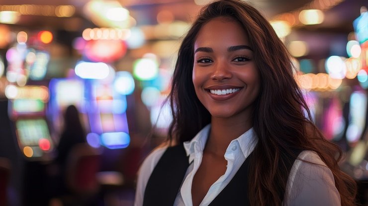Suasana live casino dengan dealer profesional di meja permainan